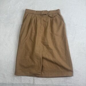 VTG 70's 80's Robyn Camel Wool Tan Midi Skirt 28" Waist